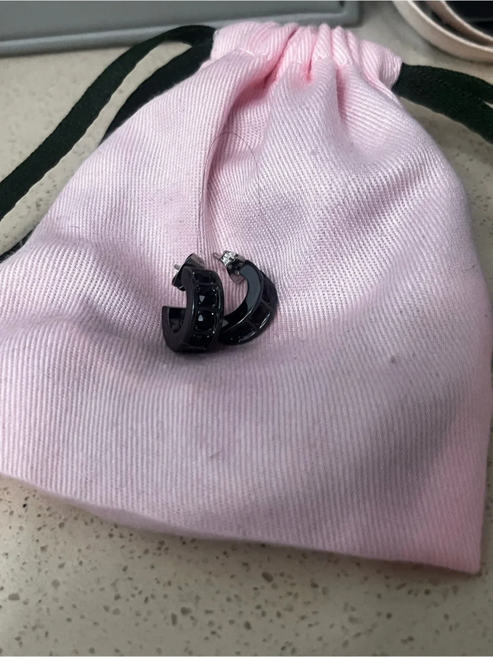 COACH Black Hoop Stud Earrings